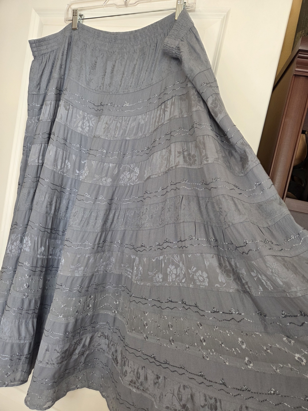 Coldwater Creek Boho Tiered Blue Maxiskirt Sz 1X Preloved - Picture 6 of 10